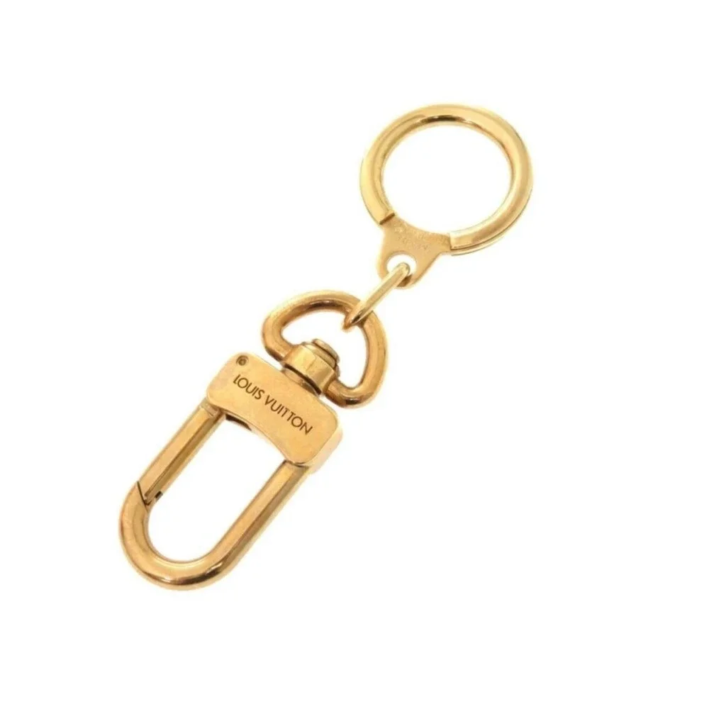 Louis Vuitton gold Bag Charm Keychain Made in Italy Carabiner Ring Slide EC